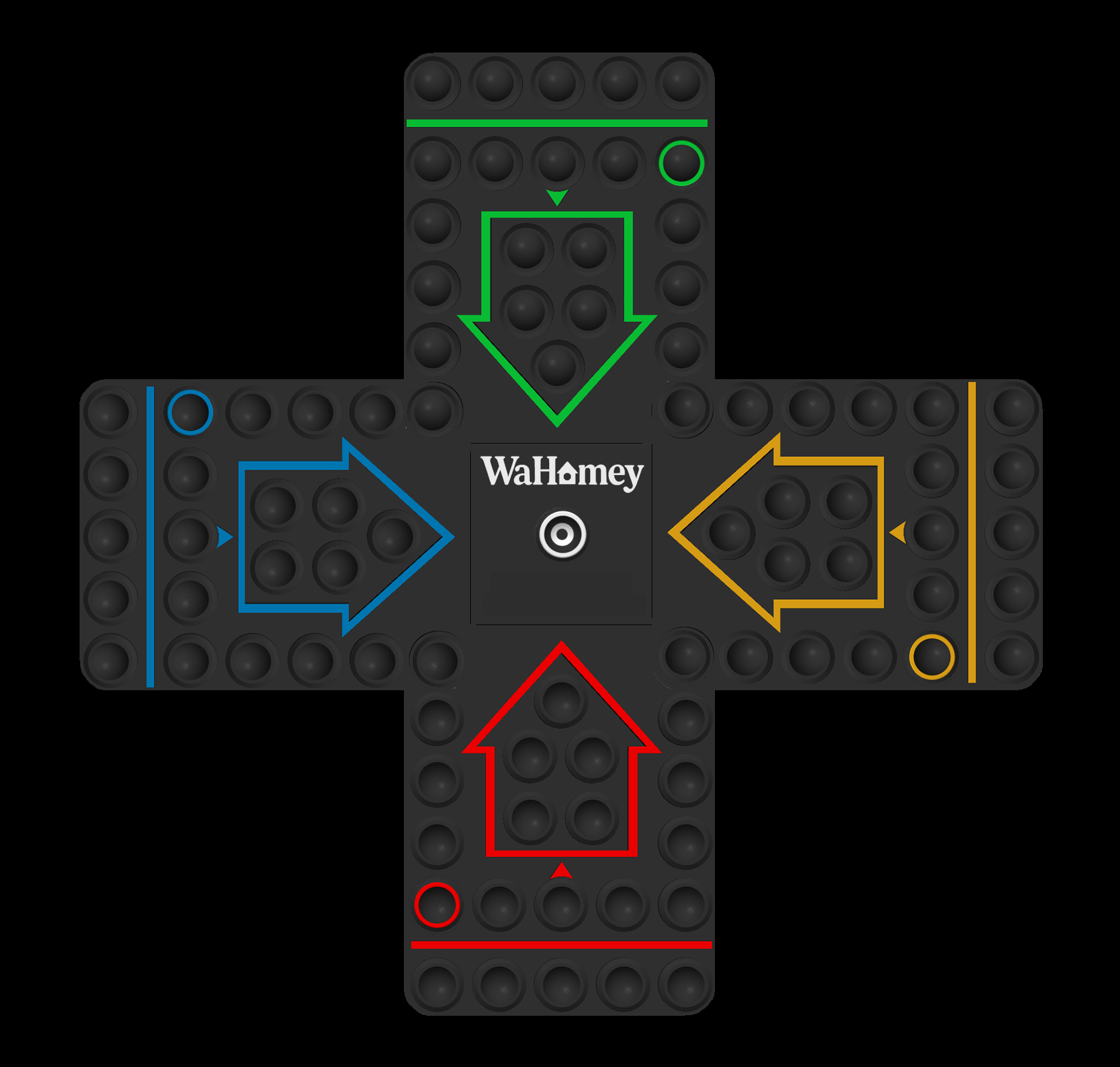 WaHomey board preview (Red, Blue, Green, Yellow)