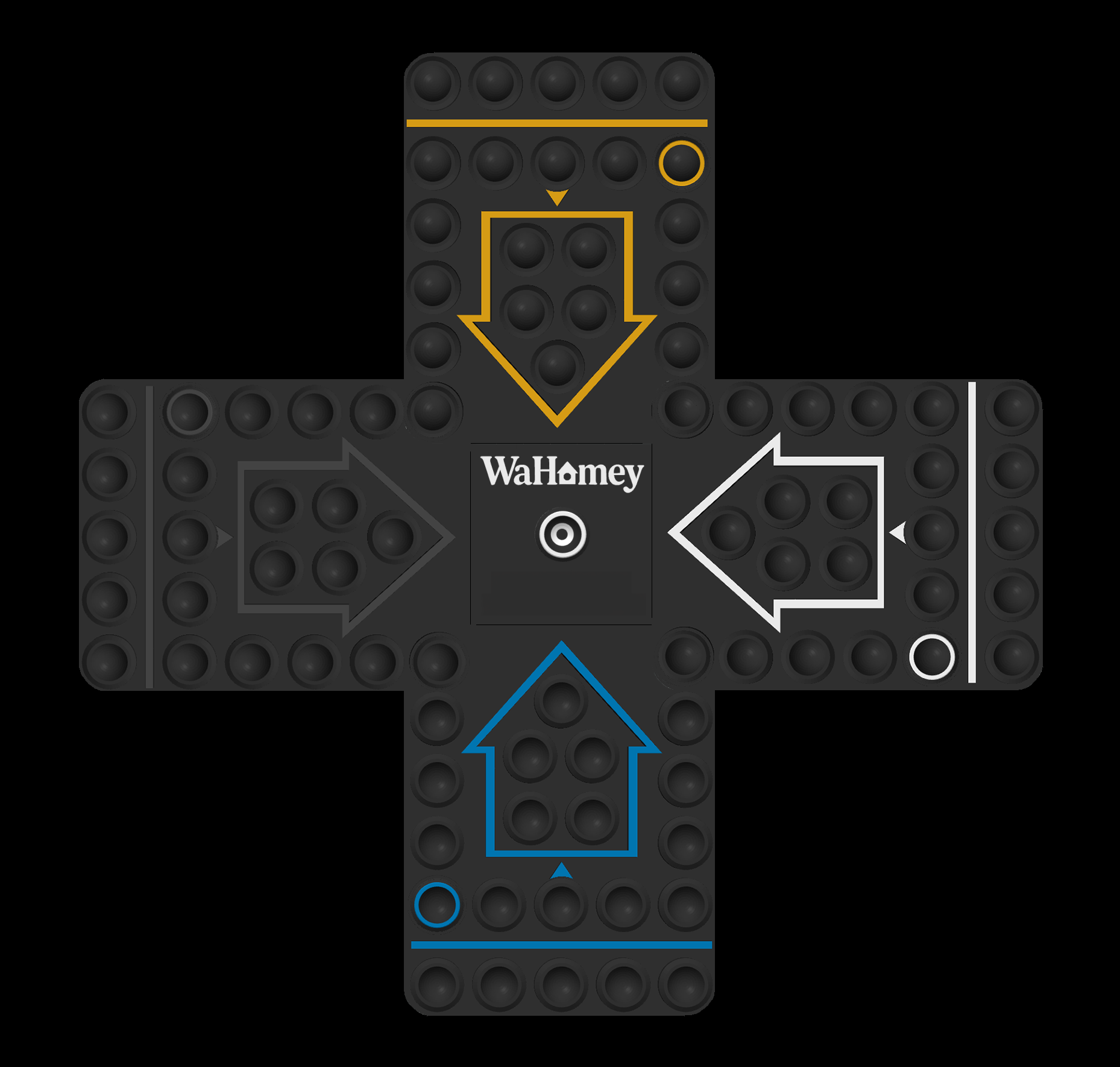 WaHomey board preview (blue, black, yellow, white)