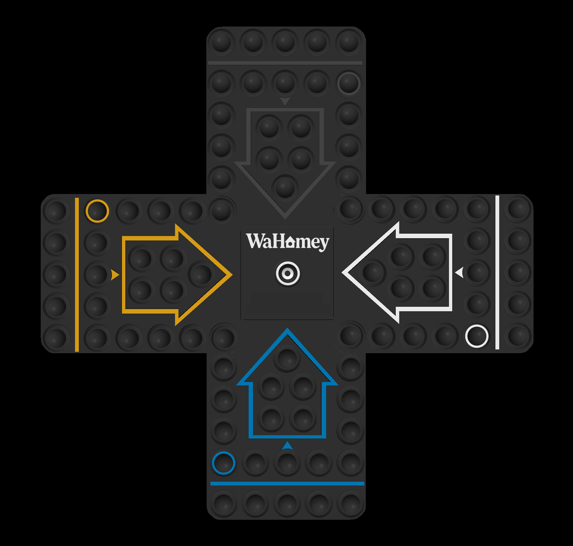 WaHomey board preview (blue, yellow, black, white)