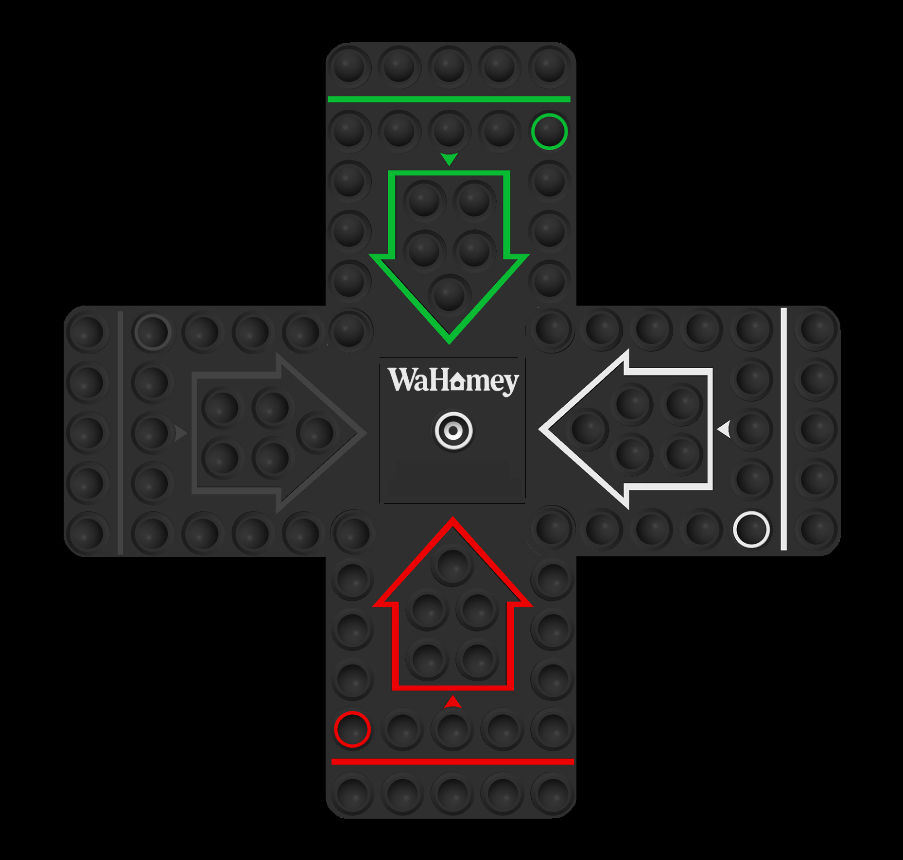 WaHomey board preview (red, black, green, white)