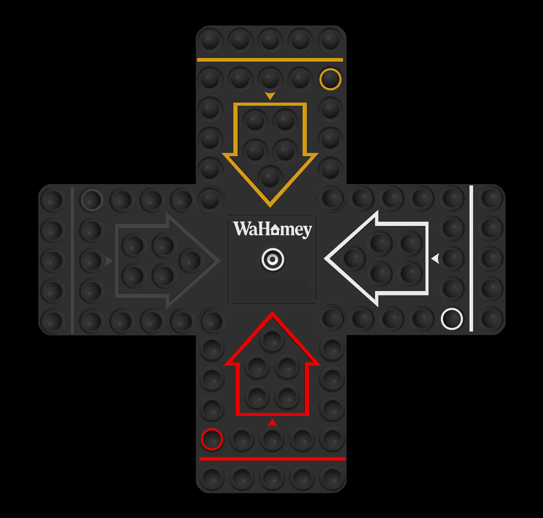 WaHomey board preview (red, black, yellow, white)