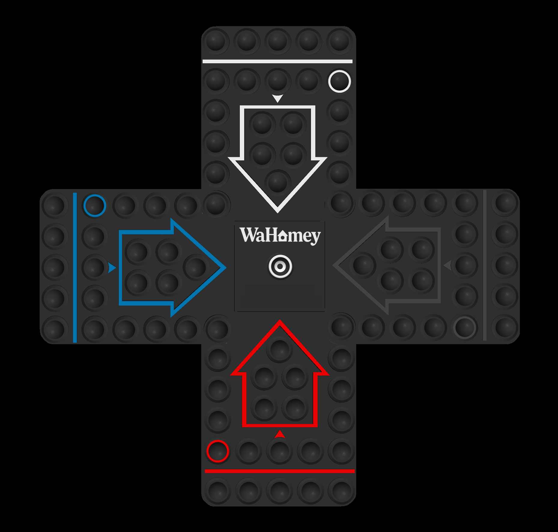 WaHomey board preview (red, blue, white, black)