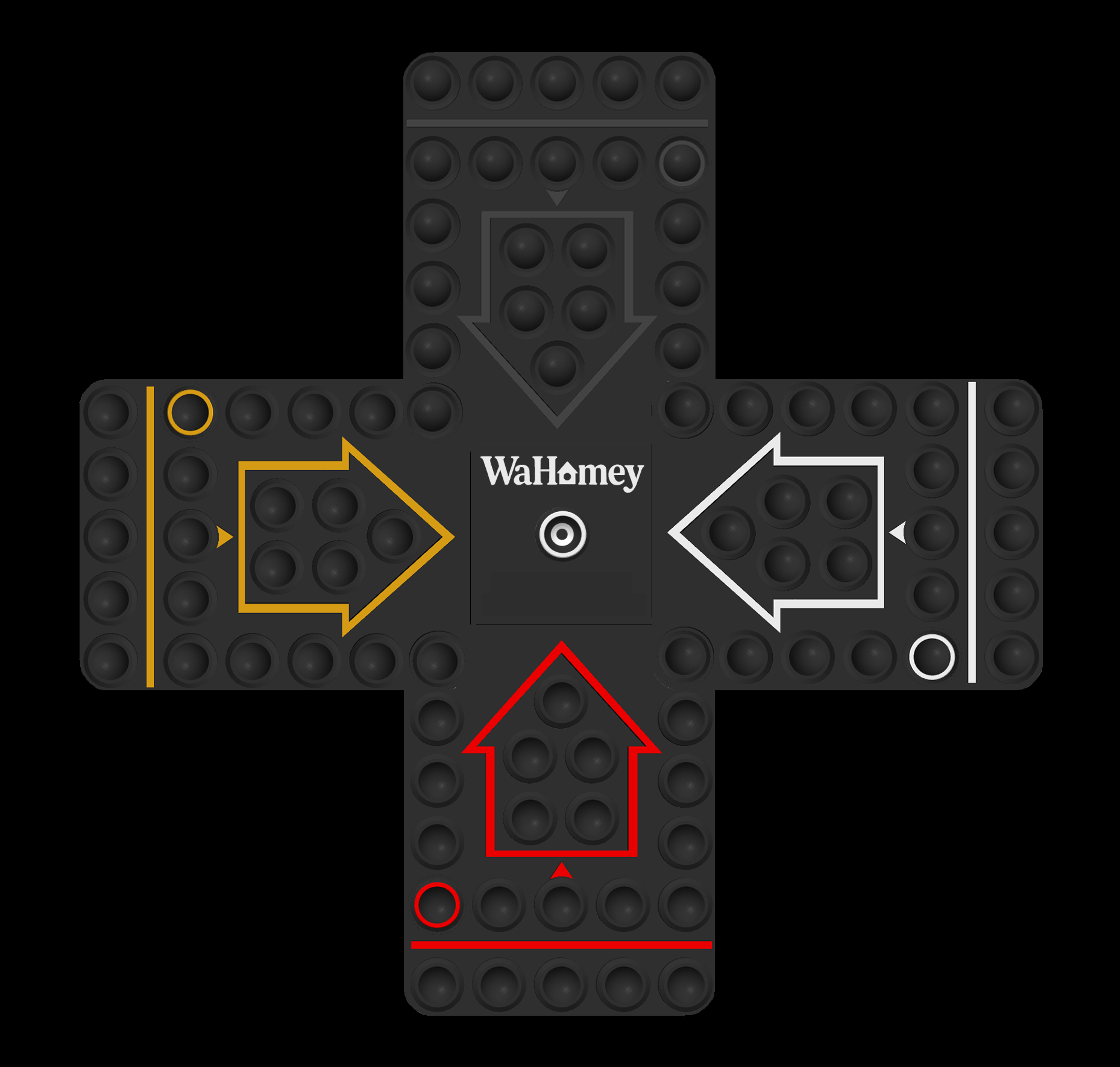 WaHomey board preview (red, yellow, black, white)
